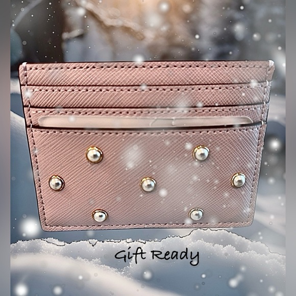 kate spade Gorgeous 2 sided, top pocket faux pearl Card holder Madison NWT - Picture 9 of 13